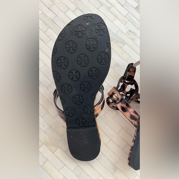 Tory Burch MILLER PRINTED PATENT SANDAL 7.5 Classic Leopard - Picture 8 of 12
